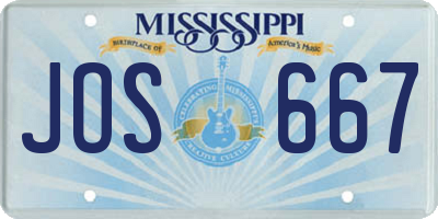MS license plate JOS667