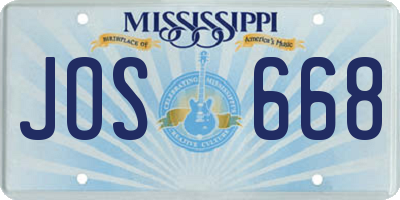 MS license plate JOS668