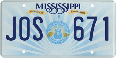 MS license plate JOS671