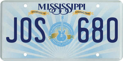 MS license plate JOS680