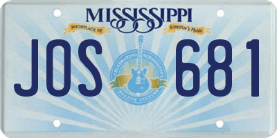 MS license plate JOS681