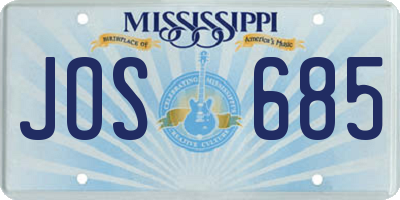 MS license plate JOS685