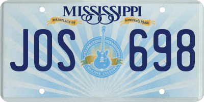 MS license plate JOS698