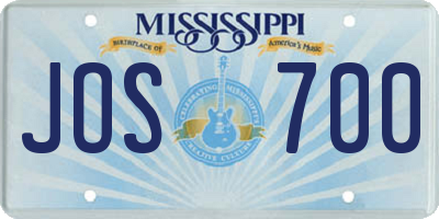 MS license plate JOS700