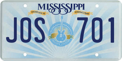 MS license plate JOS701