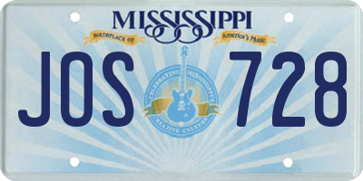 MS license plate JOS728