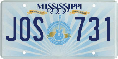 MS license plate JOS731