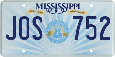 MS license plate JOS752