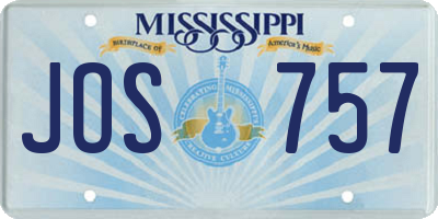 MS license plate JOS757
