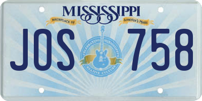 MS license plate JOS758