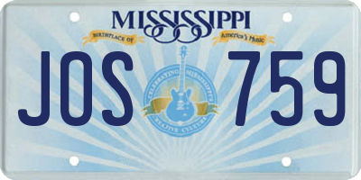 MS license plate JOS759