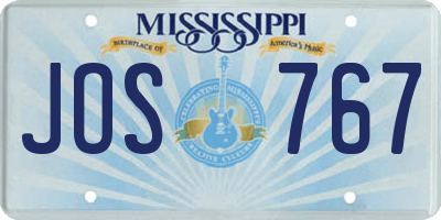 MS license plate JOS767
