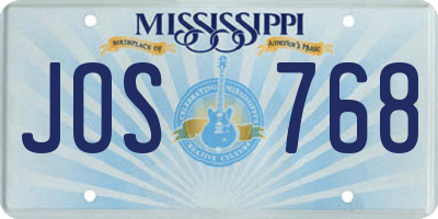 MS license plate JOS768