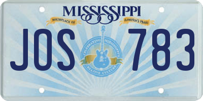 MS license plate JOS783