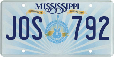 MS license plate JOS792