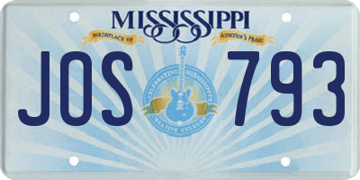 MS license plate JOS793