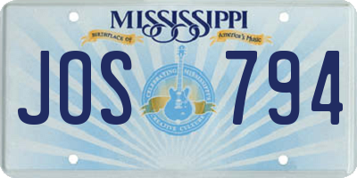 MS license plate JOS794