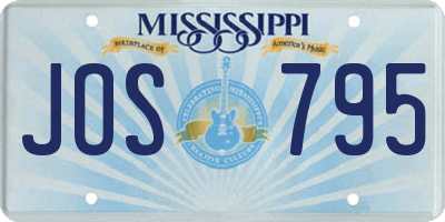 MS license plate JOS795