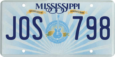 MS license plate JOS798