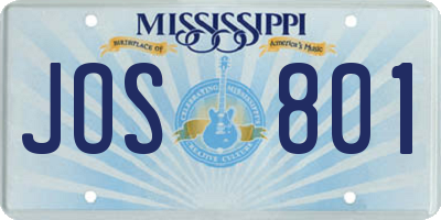 MS license plate JOS801