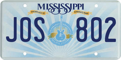 MS license plate JOS802