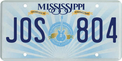 MS license plate JOS804