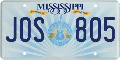 MS license plate JOS805