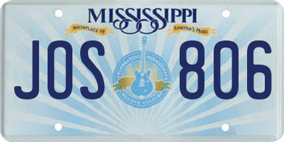 MS license plate JOS806