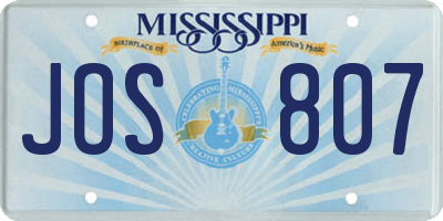 MS license plate JOS807