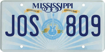 MS license plate JOS809