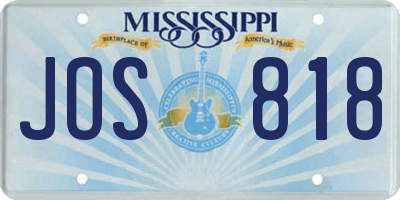 MS license plate JOS818