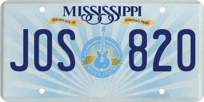 MS license plate JOS820