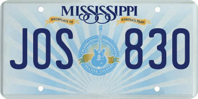 MS license plate JOS830
