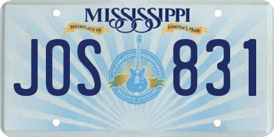 MS license plate JOS831