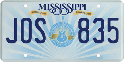 MS license plate JOS835