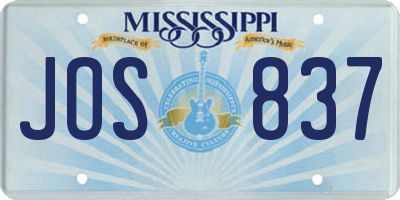 MS license plate JOS837