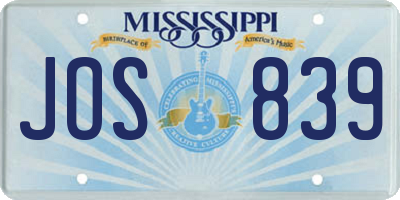 MS license plate JOS839
