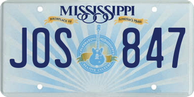 MS license plate JOS847