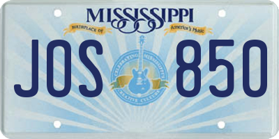 MS license plate JOS850