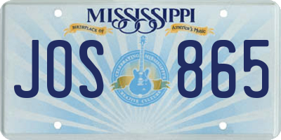 MS license plate JOS865