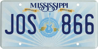 MS license plate JOS866