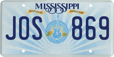 MS license plate JOS869
