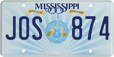 MS license plate JOS874