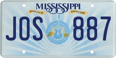MS license plate JOS887