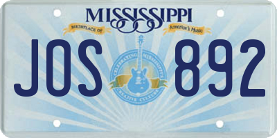 MS license plate JOS892