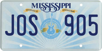 MS license plate JOS905