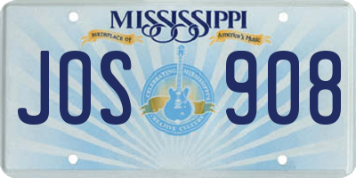 MS license plate JOS908