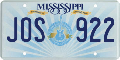 MS license plate JOS922