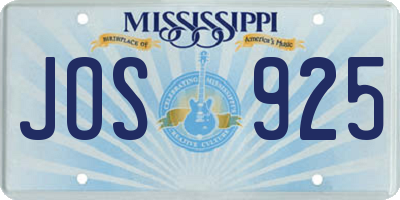 MS license plate JOS925