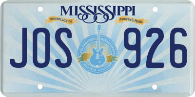 MS license plate JOS926